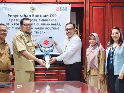 Pemda Parimo Terima Bantuan Satu Unit Mobil Ambulance Melalui Program CSR BNI