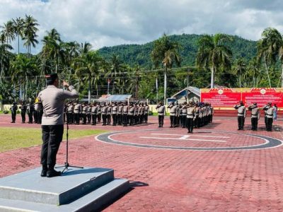 Kapolres Parimo Pimpin Apel Pelepasan Personel Pengamanan Pemilu Kembali ke Polda Sulteng
