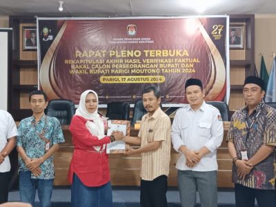 KPU Parigi Moutong Nyatakan Paslon Osgar-Alina Gugur Pada Tahapan Verfak Kedua