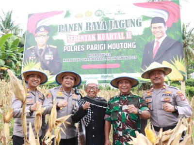 Dukung Program Pangan Nasional, Polres Parigi Moutong Panen Raya di Parigi Barat